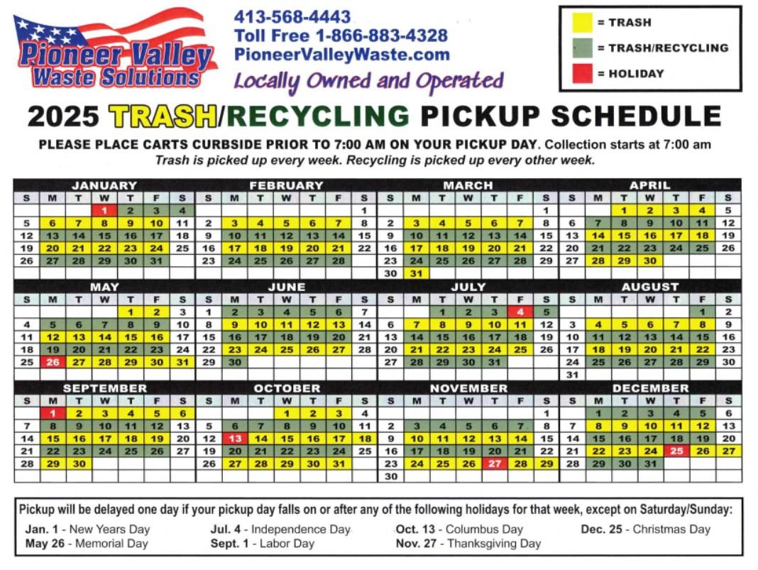 Calendar Pioneer Valley Waste Solutions